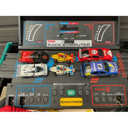 757A - Tyco race car track, cars, controllers, barriers etc