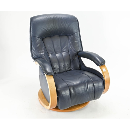 3 - Himolla Manual Swivel Manual Recliner Navy Blue 74cm by 76cm by 106cm approx