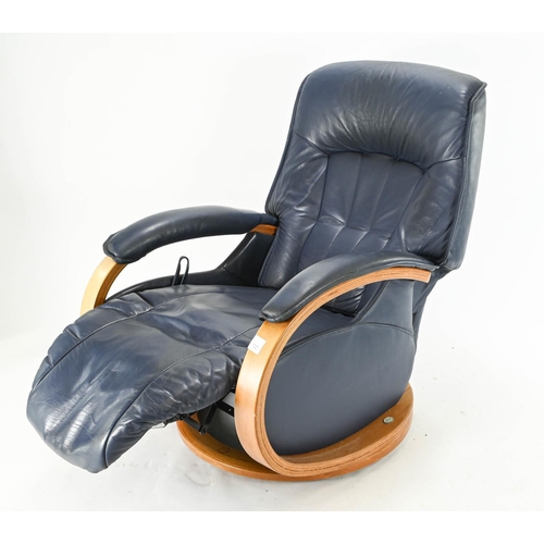 3 - Himolla Manual Swivel Manual Recliner Navy Blue 74cm by 76cm by 106cm approx