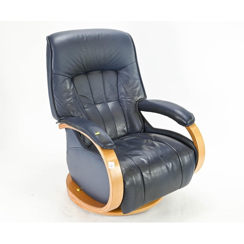 4 - Himolla Manual Swivel Manual Recliner Navy Blue 74cm by 76cm by 106cm approx