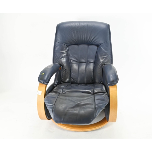 4 - Himolla Manual Swivel Manual Recliner Navy Blue 74cm by 76cm by 106cm approx