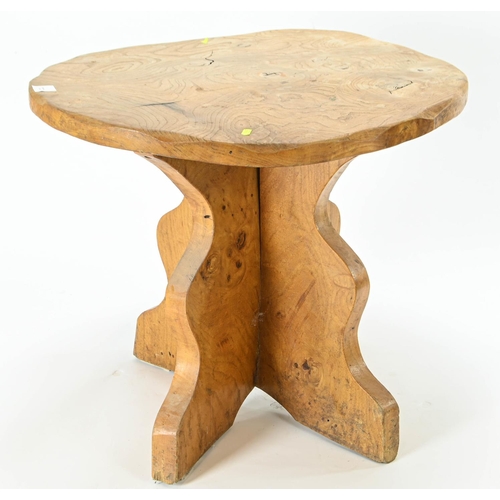 13 - Round walnut table 74cm by 64cm