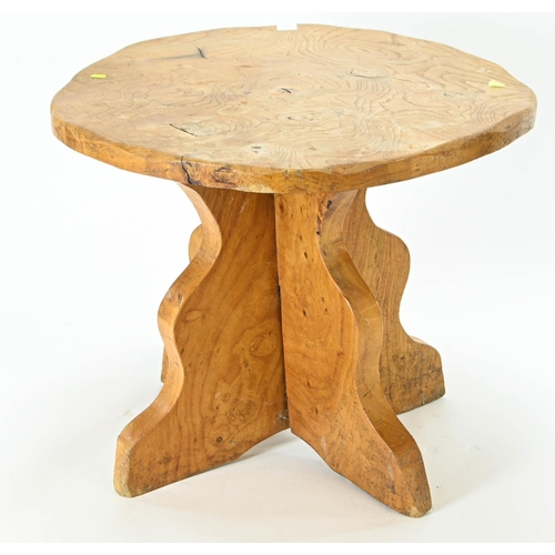 13 - Round walnut table 74cm by 64cm