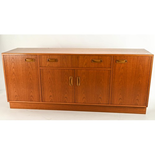 16 - G-Plan sideboard, single drawer over lower 2 door cupboard flanked by single door cupboards. W163cm ... 