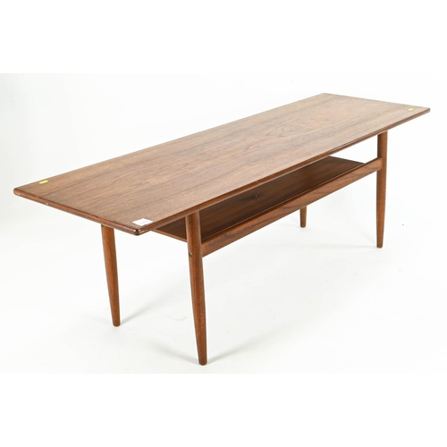 17 - Danish style teak coffee table. W149cm D49cm H51cm