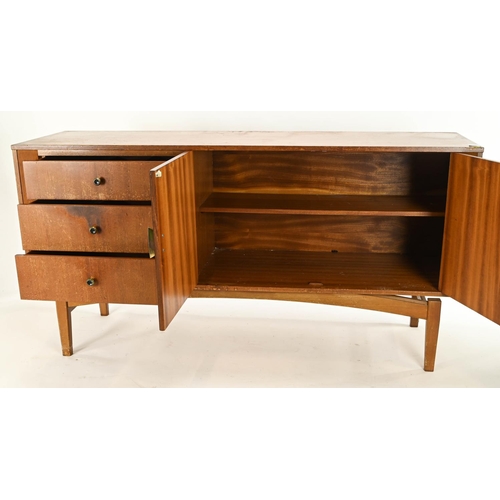 19 - Mid century modern Austinsuite sideboard. Comprised of 3 drawers and cupboard. W154cm D46cm H78.5cm