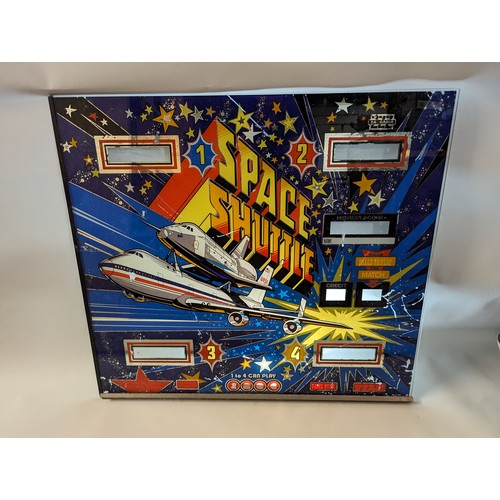 22 - Zaccaria 'Space Shuttle' pinball machine back glass, circa 1980 70 x 63cm