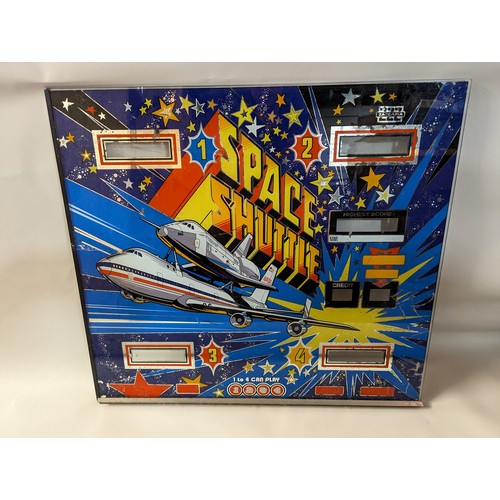 22 - Zaccaria 'Space Shuttle' pinball machine back glass, circa 1980 70 x 63cm