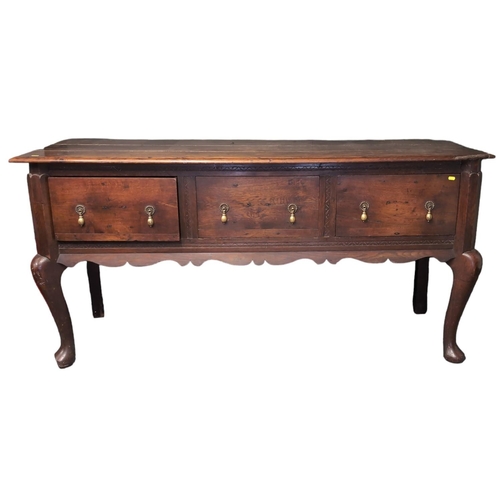 33 - An early c19 oak dresser base/sideboard. W182cm D60cm H90cm