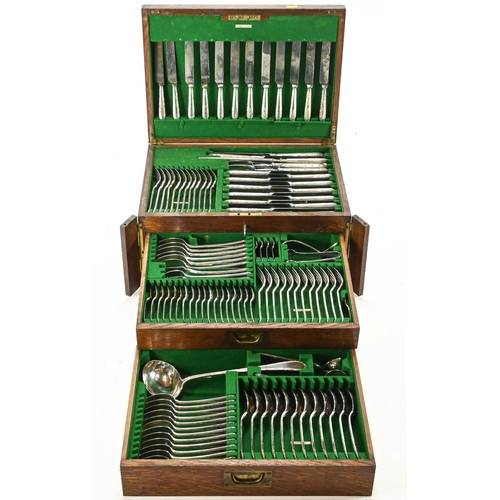 34 - A Goldsmith's and Silversmiths 12 settings, A1 plated canteen of cutlery, circa 1919, 113 items in t... 