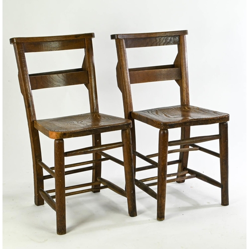 61 - pair of elm seated chapel chairs 37cm by 44cm by 80cm