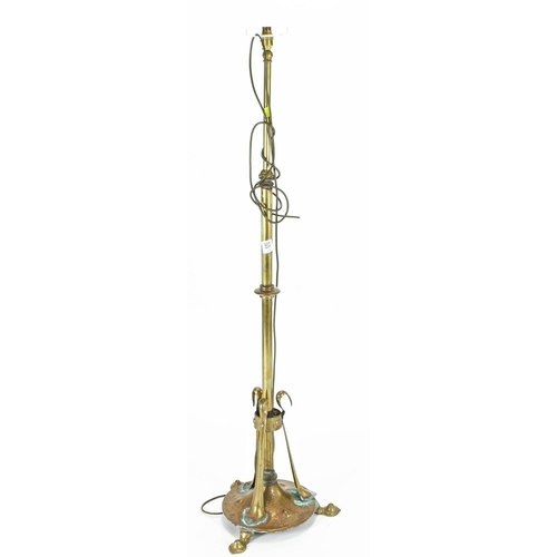 75 - Art nouveau brass standard lamp 144cm