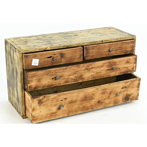 77 - Stripped pine 4 drawer engineers chest. W72cm D28cm H39cm