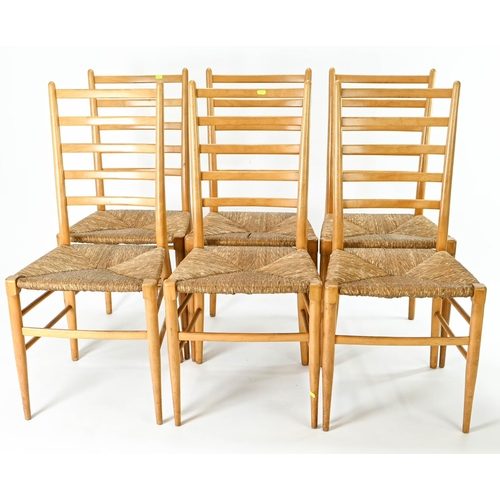 79 - Set of six Rush seated dining chairs