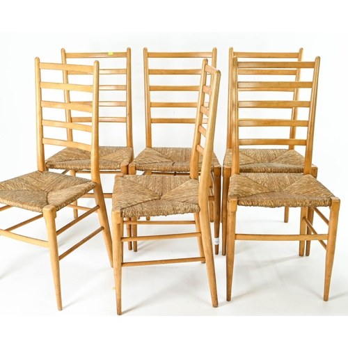 79 - Set of six Rush seated dining chairs