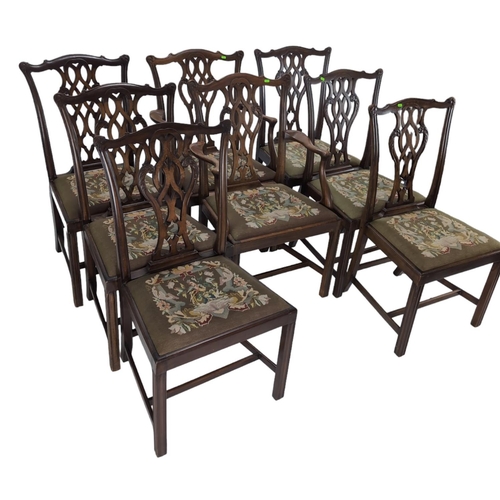 80 - Set of 8 late C19 Chippendale revival mahogany dining chairs