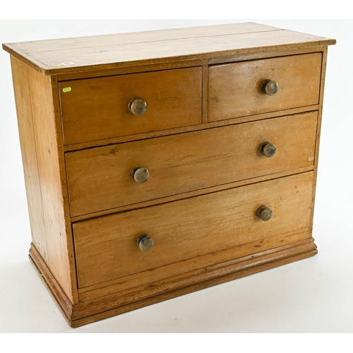 83 - 2 over 2 pine chest of drawers. 110cm by 57cm by 91 cm approx