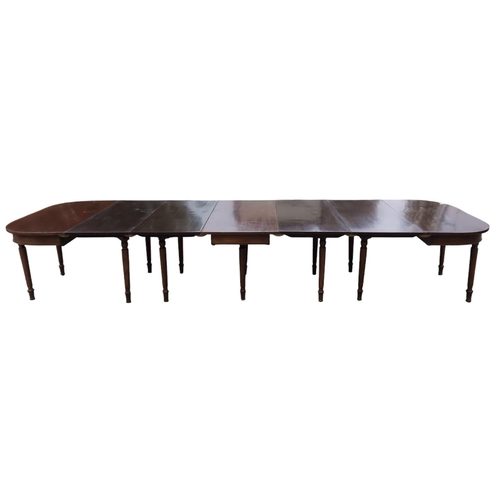 96 - 412 x 142cm large Georgian mahogany extending table with 4 x leaf sections measuring 57cm each