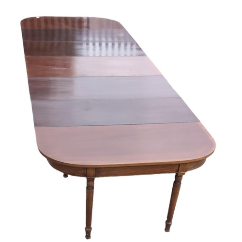 96 - 412 x 142cm large Georgian mahogany extending table with 4 x leaf sections measuring 57cm each