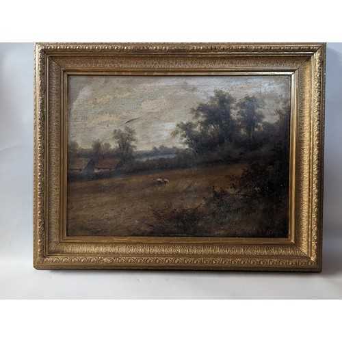 118 - Oil in canvas of a pastoral scene, signed lower right R.Popper (?), in gilt frame 51.5 x 65cm, appro... 