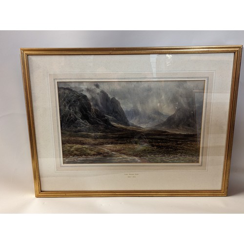 119 - Watercolour landscape painting, possibly Glencoe, attributed on mount to Emily Paterson (Scottish 18... 