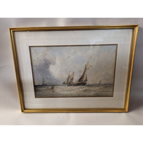 120 - George Stainton (British 1838-1900) Shipping off Southend watercolour, signed lower right, framed 49... 