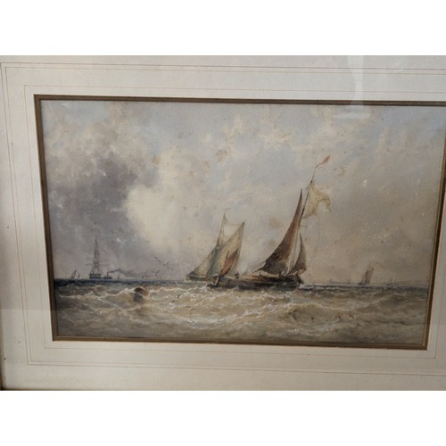 120 - George Stainton (British 1838-1900) Shipping off Southend watercolour, signed lower right, framed 49... 