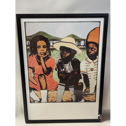 126 - Shakka Dedi, print poster 'Daughters of Africa' 1981, framed 46 x 64cm