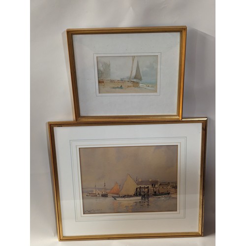 134 - Two watercolour paintings of sailing boats, one signed J.S Hiderson (?) and the other signed but ill... 