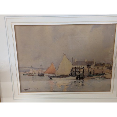 134 - Two watercolour paintings of sailing boats, one signed J.S Hiderson (?) and the other signed but ill... 