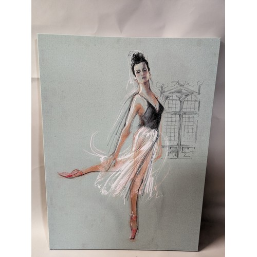 142 - Two ballerina canvas prints, 58 x 77cm