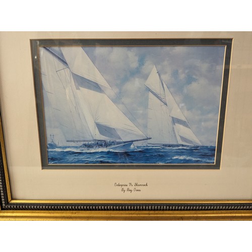 145 - Three sailing prints by Roy Cross, in gilt frames 57 x 47cm