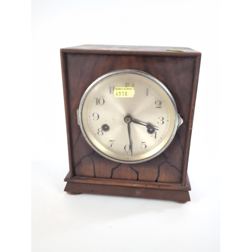 160 - Gustav Becker for Junghans, 1934 mantle clock. W19cm D12cm H22cm