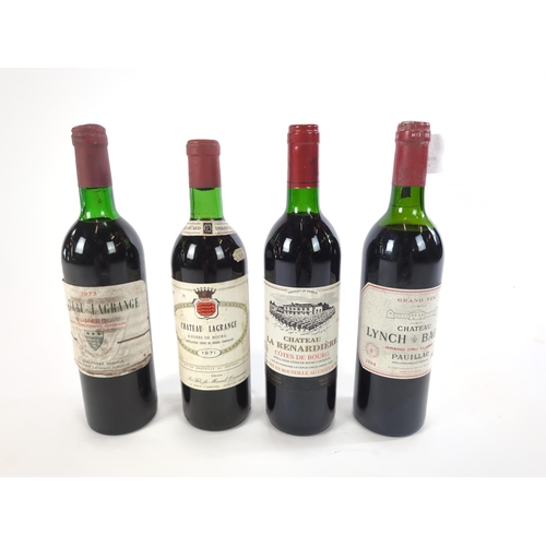 178 - Four bottles of French vintage wine inc. Chateau Lynch Bages Pauillac 1984, Chateau Lagrange Cotes d... 