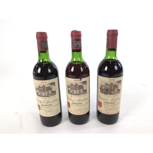 179 - Three bottles of 1979 Chateau Montbrun Margaux, 75cl