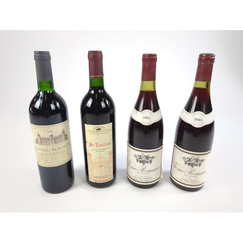 188 - Four bottles of vintage French wine comprising two bottles of Vosne-Romanee 1983, Chateau Beaumont H... 