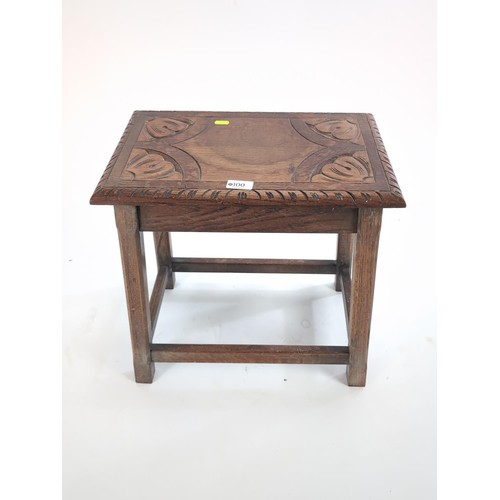 100 - Side table/stool with carved top L45 x D29 x H47cm