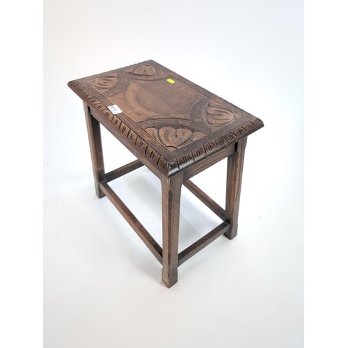 100 - Side table/stool with carved top L45 x D29 x H47cm