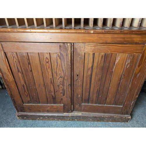 50 - Pitch pine Index sheet music cupboard.102cm by 30cm by 177cm approx