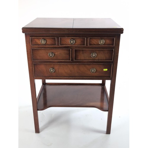 53 - Mahogany Flip topped chest server 61cm by 45cm by 83cm approx