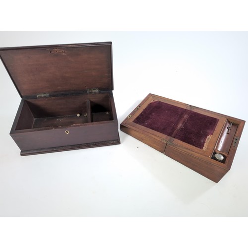 84 - Small writing slope together with lidded box. Largest W40cm H15cm