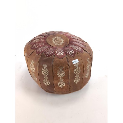 99 - Decorative Tunisian leather pouffe dia. approx. 54cm