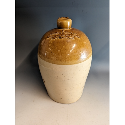 202 - Stoneware flagon marked 