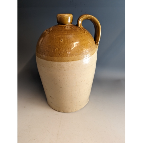 202 - Stoneware flagon marked 