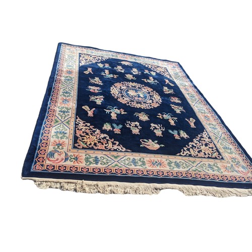 557 - Chinese royal blue rug, 3.7m by 2.76m approx