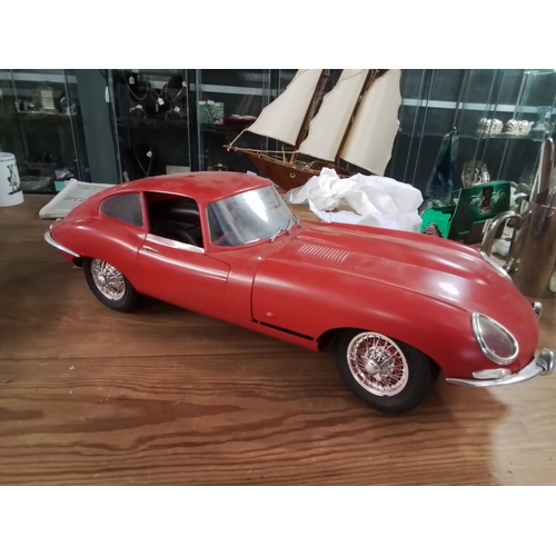 576 - 3 x Large plastic model cars inc. corvettee, Gregg/Redland BMW & E type Jaguar