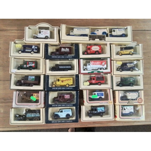 577 - Collection of 22 x LLedo Days gone boxed vehicles inc dairy farm triple pack, weetabix truck, Schwep... 