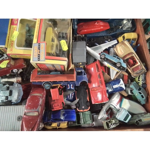 585 - Selection of die-cast vehicles in wooden case inc Corgi, Dinky, Lesney etc.