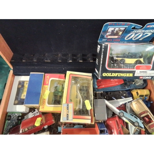 585 - Selection of die-cast vehicles in wooden case inc Corgi, Dinky, Lesney etc.