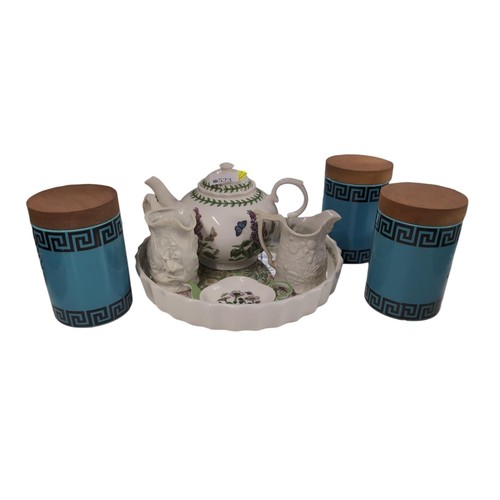 523 - Assorted Portmeirion ceramics inc. three 'Greek Key' storage canisters by Susan Williams-Ellis, Bota... 